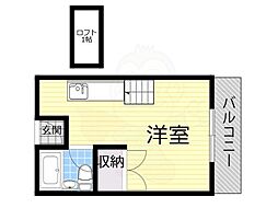 カレッジハウスイースト ワンルームの間取図画像