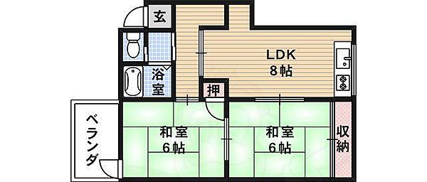 大阪府茨木市真砂１丁目(賃貸マンション2LDK・2階・49.00㎡)の写真 その2