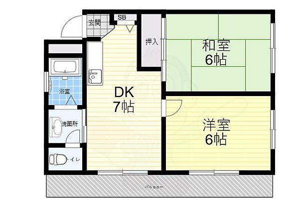 ドミール夙川 ｜兵庫県西宮市松生町(賃貸マンション2DK・2階・41.92㎡)の写真 その2