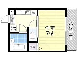 カネシマハイツ 1Kの間取図画像