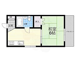 ニシノミヤランドビル 1DKの間取図画像