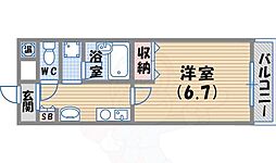 イーストコート 1Kの間取図画像