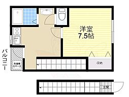 フレンド仁川 1Kの間取図画像