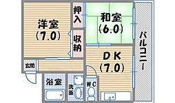 ハイツ松本 2DKの間取図画像