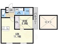 西宮市樋之池町マンション 1LDKの間取図画像