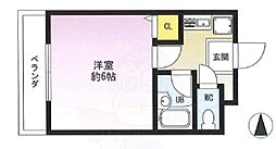 マックス甲東園 1Kの間取図画像