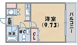 ラ・セーヌ西宮 1Kの間取図画像