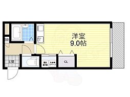 甲子園ウエスト ワンルームの間取図画像