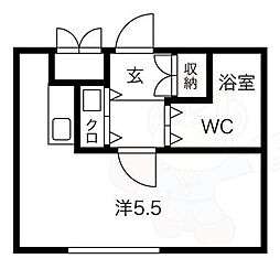 サンパレス21夙川東 ワンルームの間取図画像