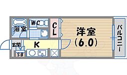 リコーハイツ 1Kの間取図画像