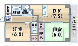 ルミエール 2DKの間取図画像