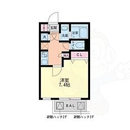 RESIDIA甲東園 1Kの間取図画像