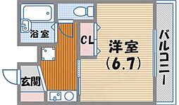 ドム・北口 1Kの間取図画像