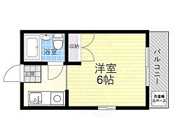 仁川ロイヤルハイツ 1Kの間取図画像