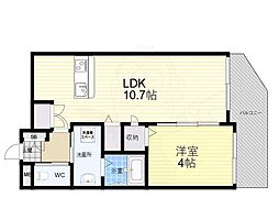 SempreVitaさくら夙川 1LDKの間取図画像