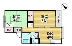 セジュール日野 2DKの間取図画像