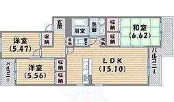 サンサーラ若草3 3LDKの間取図画像