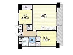 西宮市常磐町マンション 2LDKの間取図画像