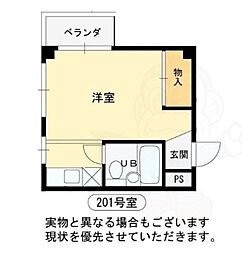 リバーヒルハイツ ワンルームの間取図画像