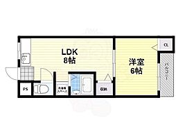 堺ハザマコーポ 1LDKの間取図画像
