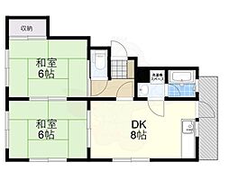 グレーシア初芝 2DKの間取図画像
