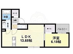 南海高野線 堺東駅 徒歩18分の賃貸アパート 2階1LDKの間取り