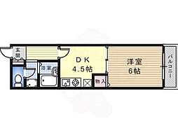 アルデール中百舌鳥 1DKの間取図画像