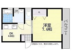 堺市堺区南清水町2丁アパート 1DKの間取図画像