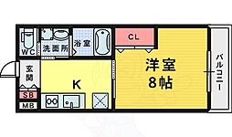 朱雀 1Kの間取図画像