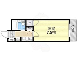 ラポール向陵 1Kの間取図画像