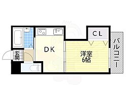 ロイヤルオーク中百舌鳥 1DKの間取図画像
