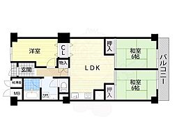 白鷺スカイハイツ 3LDKの間取図画像