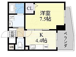 ベル・コリーヌ 1DKの間取図画像