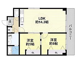 ベルフィオーレなかもず 2LDKの間取図画像