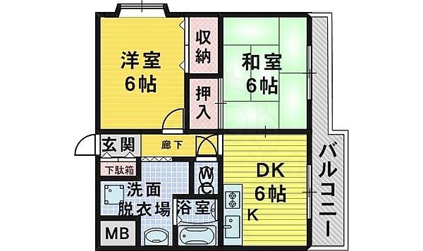 グランディール浜寺 30D｜大阪府堺市西区浜寺元町４丁(賃貸マンション2DK・3階・35.00㎡)の写真 その2