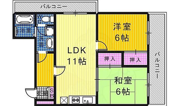 グリーンレジデンス 201｜大阪府堺市北区新金岡町５丁(賃貸マンション2LDK・2階・50.00㎡)の写真 その2