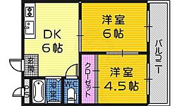 グリーンハイツ 1階2DKの間取り