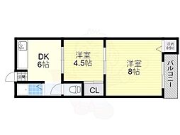 陵西マンション 2DKの間取図画像