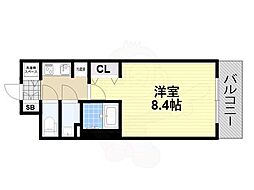 S-RESIDENCESAKAI-HAMADERAaxial 1Kの間取図画像
