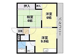 カステルヌォーボ 1階2LDKの間取り