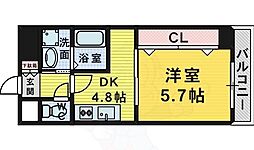 宿院西TKハイツ2号館 1DKの間取図画像