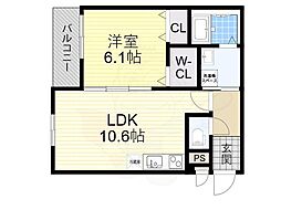 堺市北区百舌鳥梅町1丁アパート 1LDKの間取図画像