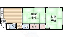パープルマンション2号館 2DKの間取図画像