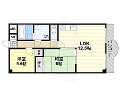 エミグラント平兵衛 2LDKの間取図画像