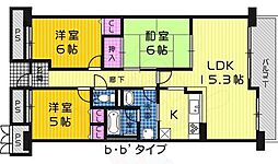 浅香山グリーンマンション 3LDKの間取図画像