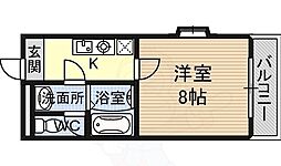 ルーミー堺東 1Kの間取図画像