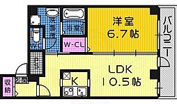シャルマン鳳駅前 1LDKの間取図画像