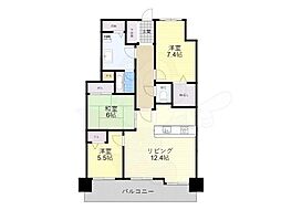 ユニライフ堺・ザビエル公園 3LDKの間取図画像
