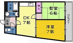 B.L.D.萩 2DKの間取図画像