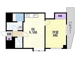 ライフ北梅田 1DKの間取図画像